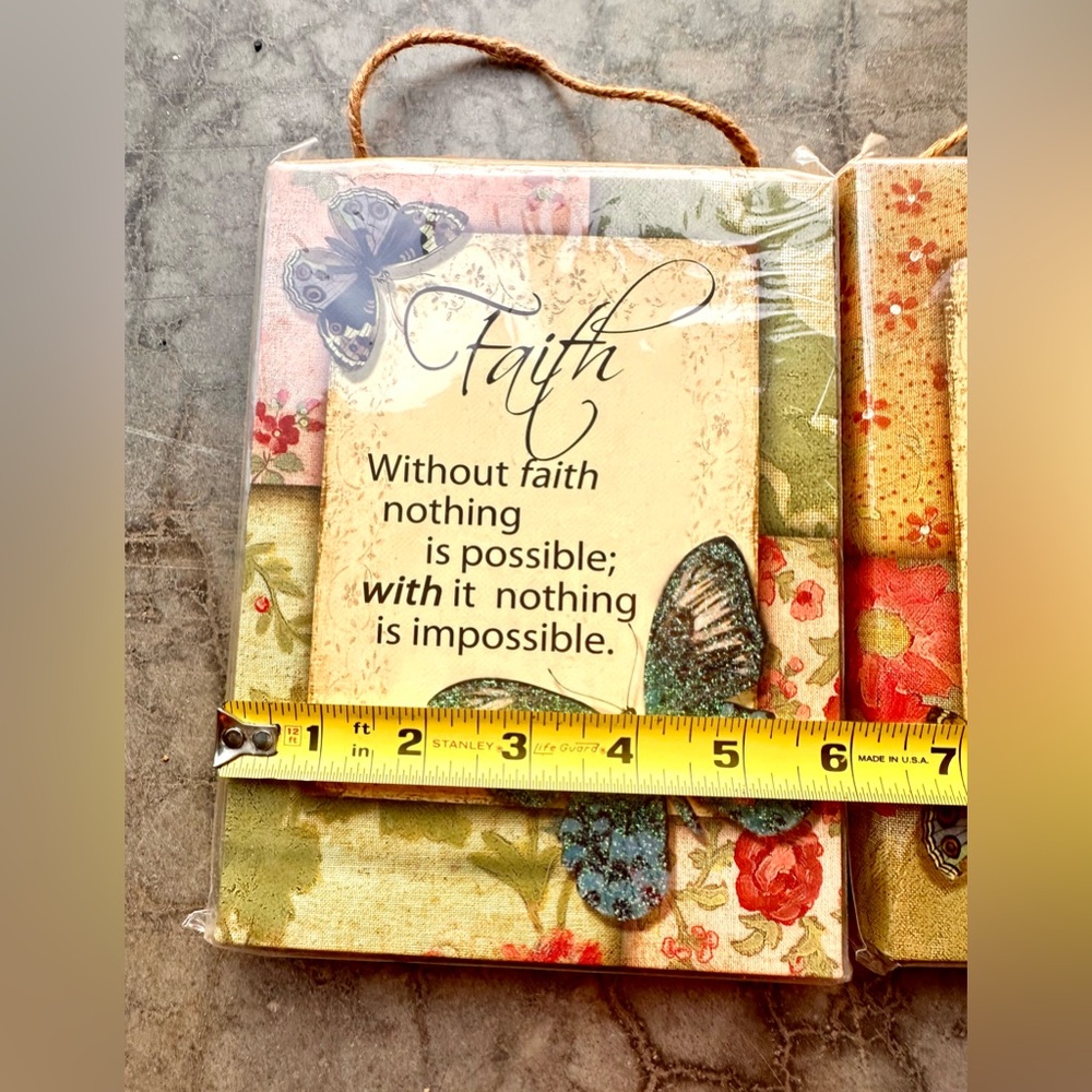 Faith Love Hope Butterfly Wall Plaques - Pastel Floral Set - Picture 3 of 8